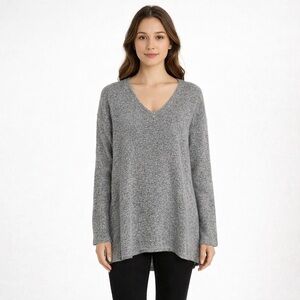 Women's Gray V-Neck Sweater